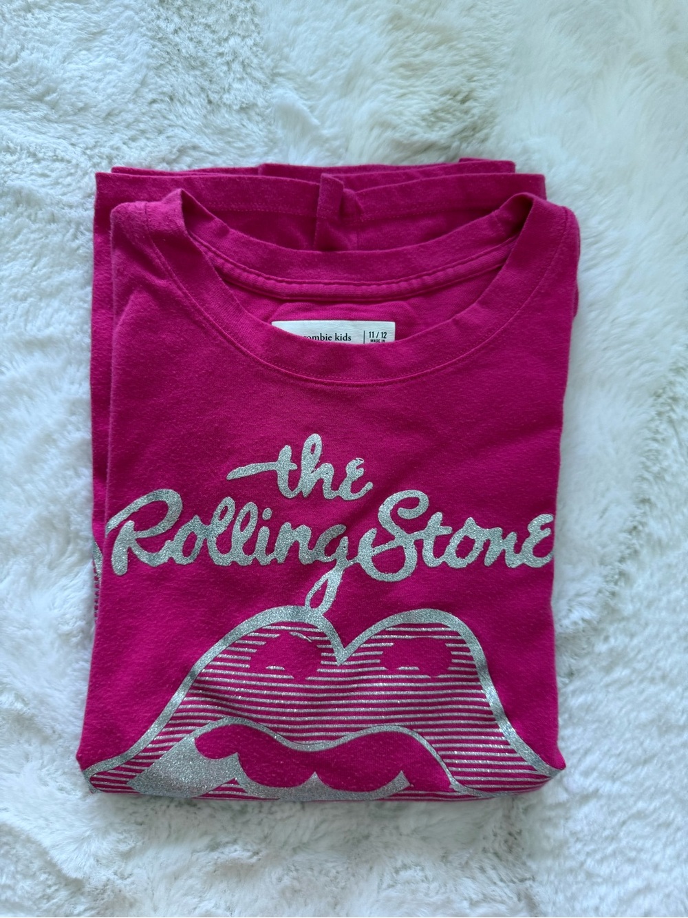 NWOT abercrombie kids hot pink Rolling Stones Graphic Tee